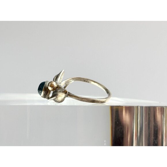 London Blue Topaz Ocean Drop 14k Accents Sterling Silver 925 Vintage Ring - sz 5 - Picture 5 of 13